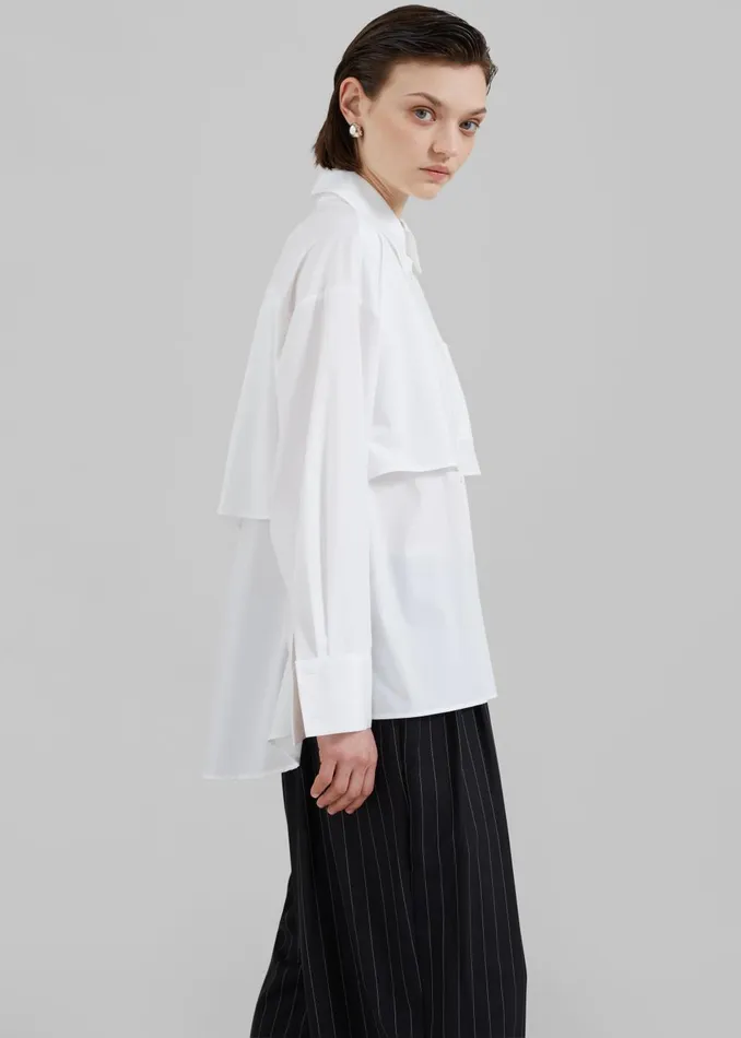 Women Bria Layered Button Up Shirt 8211 White The Frankie Shop Tops
