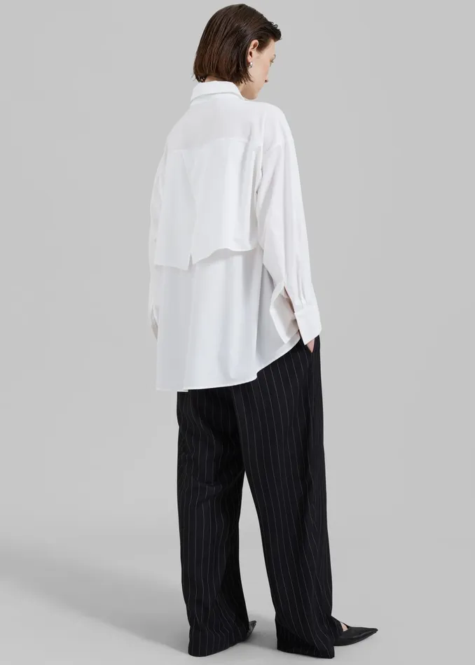Women Bria Layered Button Up Shirt 8211 White The Frankie Shop Tops