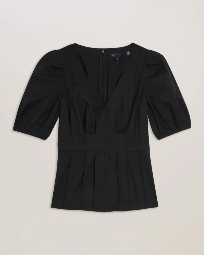 Women BURDUR 8211 Stitch Detail Balloon Sleeve Peplum Top Black Ted Baker Tops and Blouses Women BURDUR 8211 Stitch Detail Balloon Sleeve Peplum Top Black Ted Baker Tops and Blouses