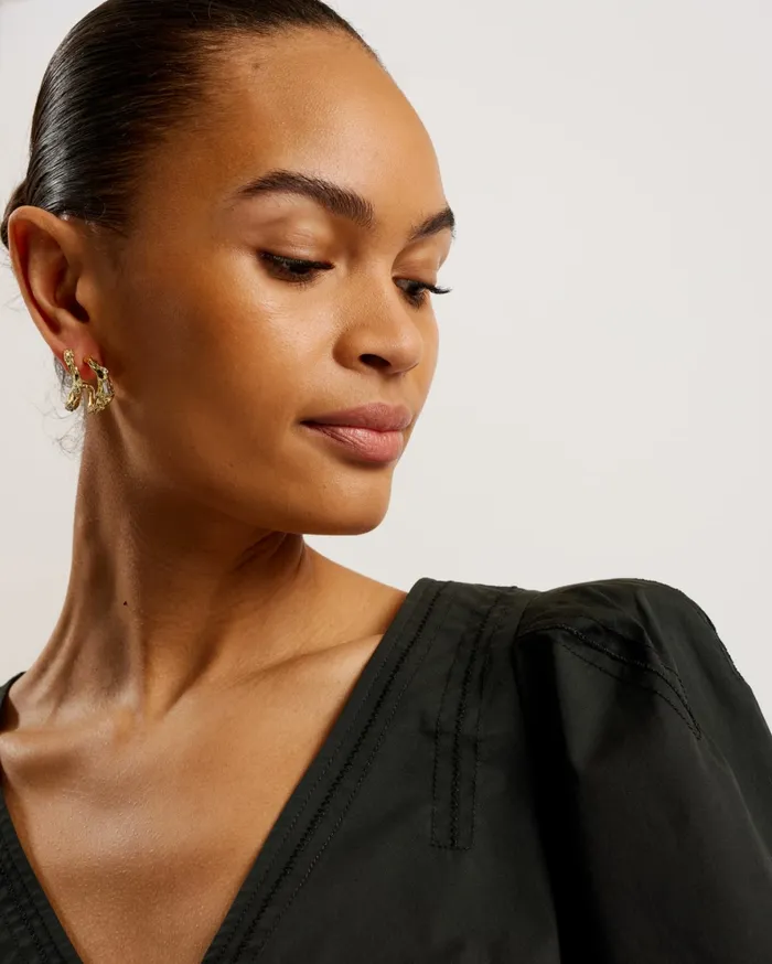 Women BURDUR 8211 Stitch Detail Balloon Sleeve Peplum Top Black Ted Baker Tops and Blouses Women BURDUR 8211 Stitch Detail Balloon Sleeve Peplum Top Black Ted Baker Tops and Blouses