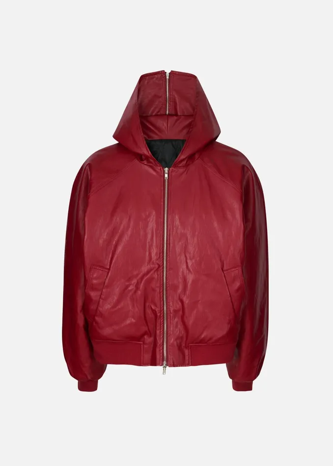 Women Burnaby Faux Leather ZipUp Hoodie 8211 Red The Frankie Shop Outerwear