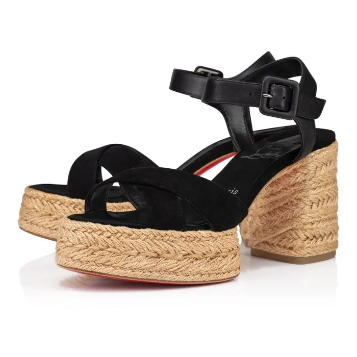 Women Calakala 85 Mm Espadrilles 8211 Suede And Calf Leather 8211 Black Christian Louboutin Platforms
