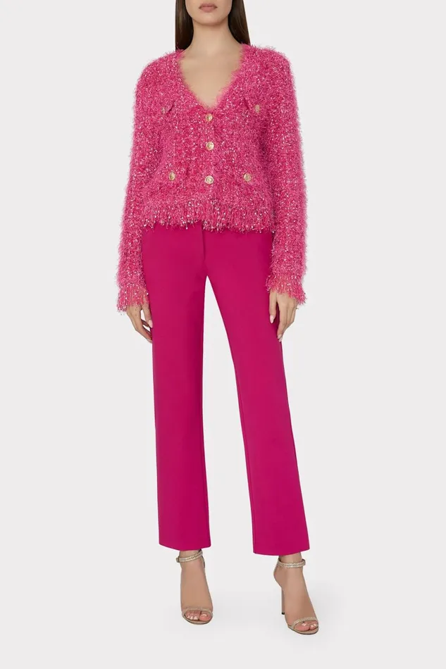 Women Cardigans Milly Textured Fringe Cardigan Pink Women Cardigans Milly Textured Fringe Cardigan Pink