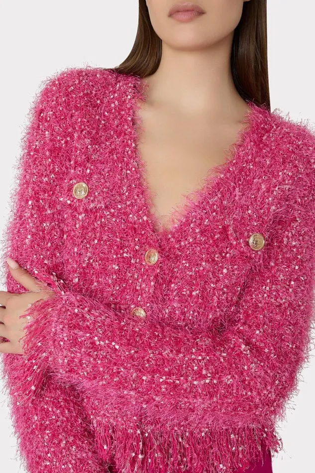 Women Cardigans Milly Textured Fringe Cardigan Pink Women Cardigans Milly Textured Fringe Cardigan Pink