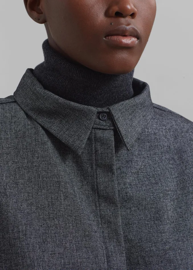 Women Casey Reversible Button Up Shirt 8211 Charcoal The Frankie Shop Tops