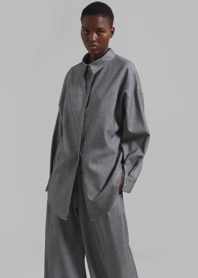Women Casey Reversible Button Up Shirt 8211 Grey The Frankie Shop Tops