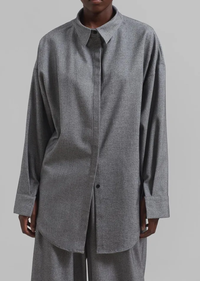 Women Casey Reversible Button Up Shirt 8211 Grey The Frankie Shop Tops