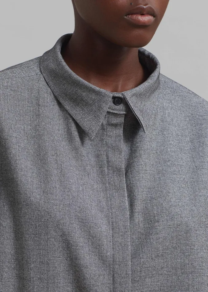 Women Casey Reversible Button Up Shirt 8211 Grey The Frankie Shop Tops