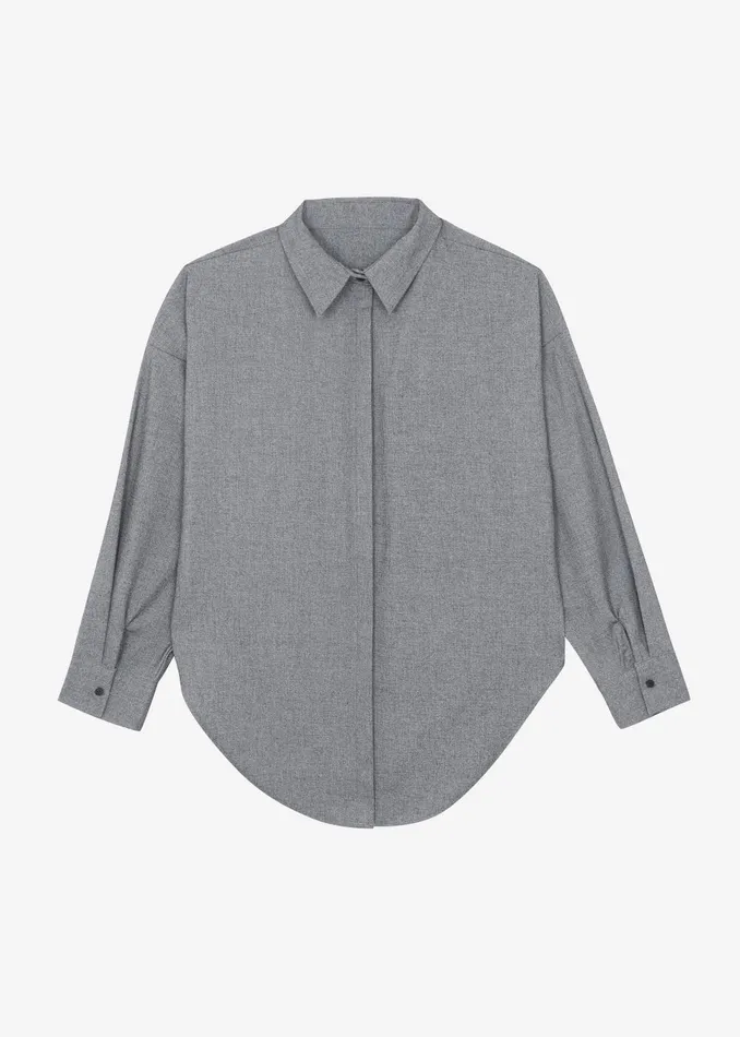 Women Casey Reversible Button Up Shirt 8211 Grey The Frankie Shop Tops