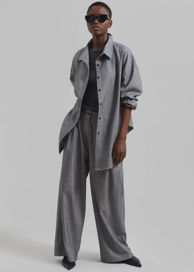 Women Casey Reversible Button Up Shirt 8211 Grey The Frankie Shop Tops