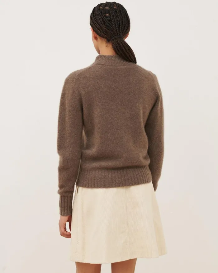 Women Cashmere Polo Neck Jumper Light Brown Knit Comptoir Des Cotonniers Knit
