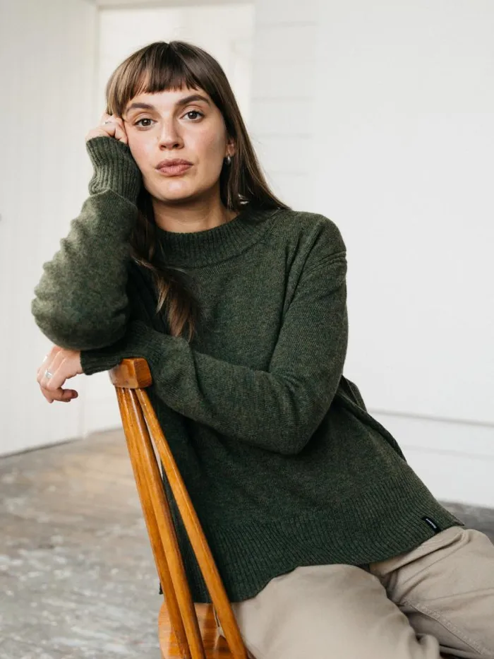 Women Cavan Ribbed Knit Jumper Olive Finisterre Knitwear