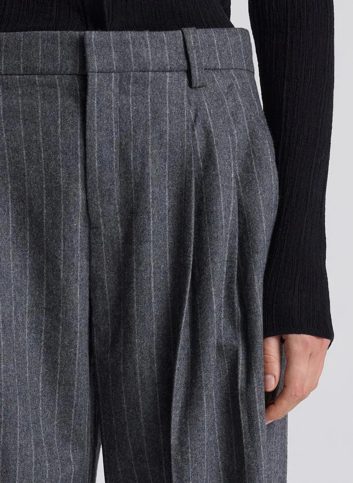 Women Charles Wool Cashmere Pinstripe Pant Grey Melange ALC Bottoms
