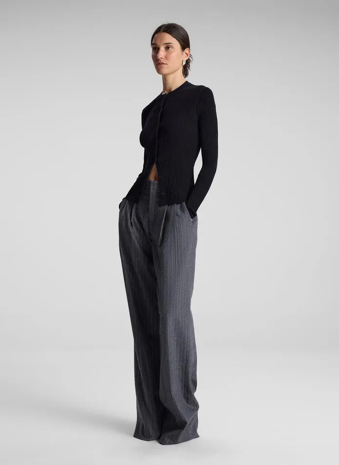 Women Charles Wool Cashmere Pinstripe Pant Grey Melange ALC Bottoms