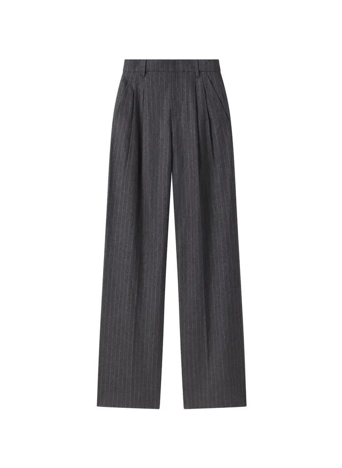Women Charles Wool Cashmere Pinstripe Pant Grey Melange ALC Bottoms