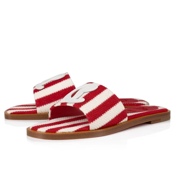 Women CL Mule Mules 8211 Malha Printed Fabric 8211 Loubi Christian Louboutin Flats and Loafers