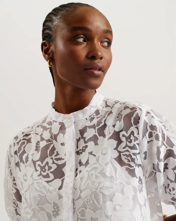 Women CLAAREY 8211 Tiered Devor Midi Dress White Ted Baker Dresses Women CLAAREY 8211 Tiered Devor Midi Dress White Ted Baker Dresses