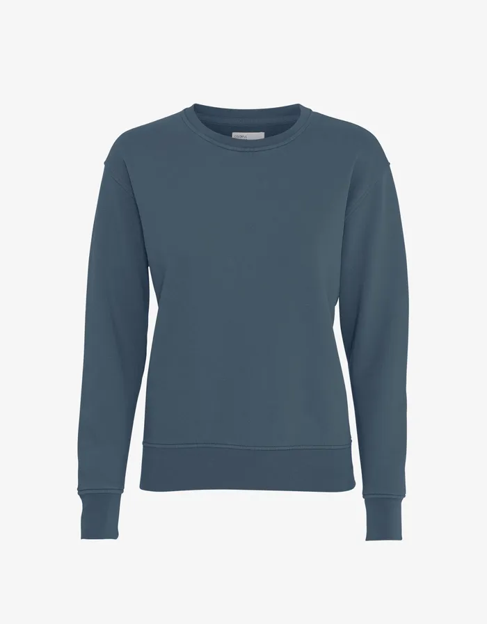 Women Classic Organic Crew 8211 Petrol Blue Crewneck Sweatshirts Colorfulstandard Women