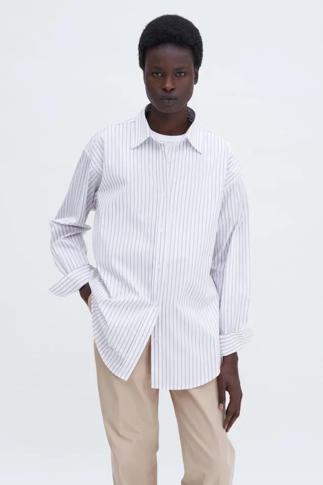 Women Classic Stripe Shirt Faded Violetwhite Filippa K Shirts and Blouses