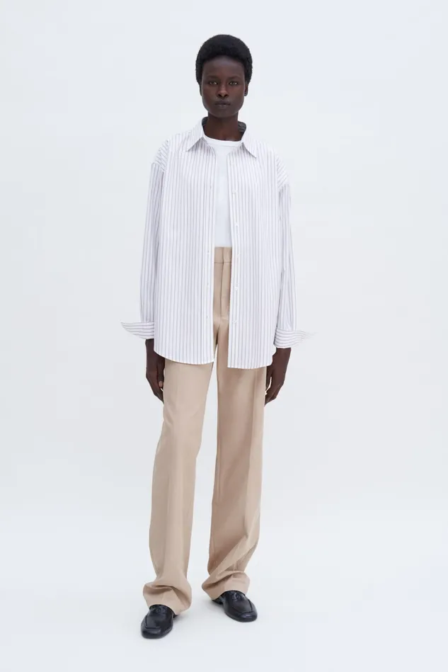 Women Classic Stripe Shirt Faded Violetwhite Filippa K Shirts and Blouses
