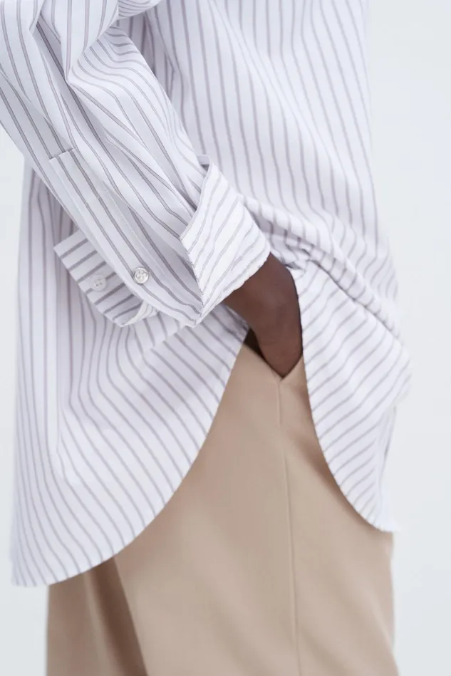 Women Classic Stripe Shirt Faded Violetwhite Filippa K Shirts and Blouses