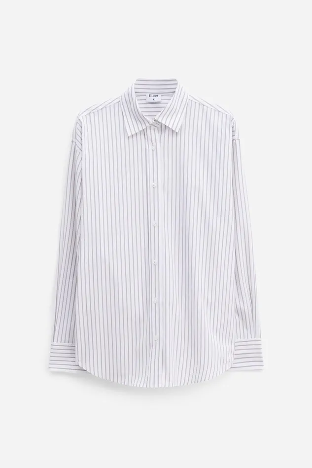 Women Classic Stripe Shirt Faded Violetwhite Filippa K Shirts and Blouses