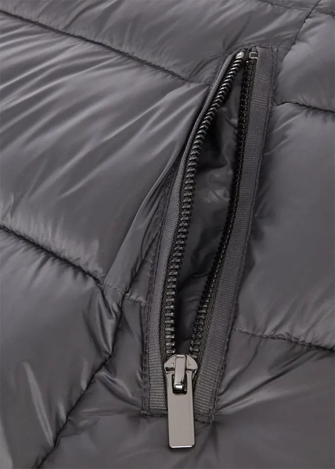 Women Coats and Jackets Hobbs Danika Long Puffer Jacket With Hood Charcoal Grey