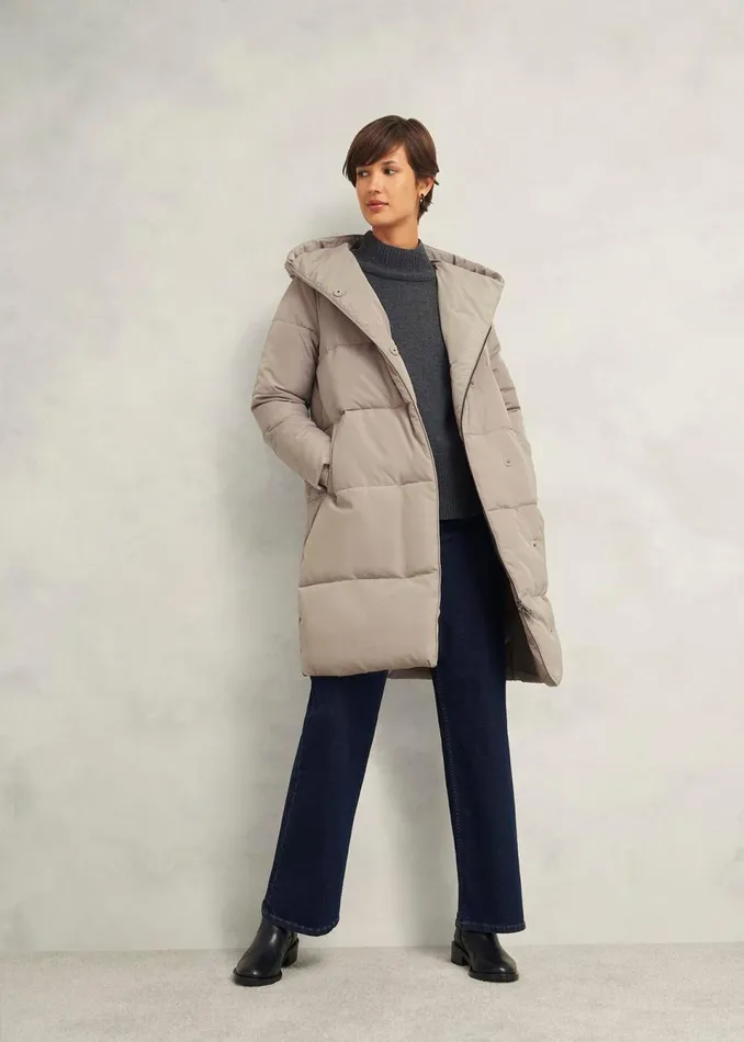Women Coats and Jackets Hobbs Darla Puffer Buff Grey