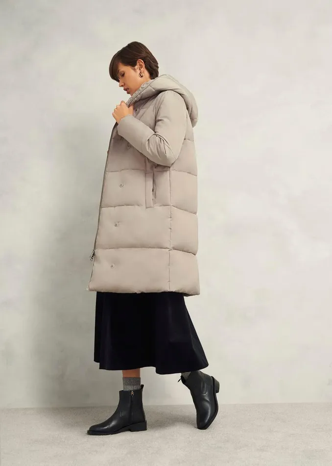 Women Coats and Jackets Hobbs Darla Puffer Buff Grey
