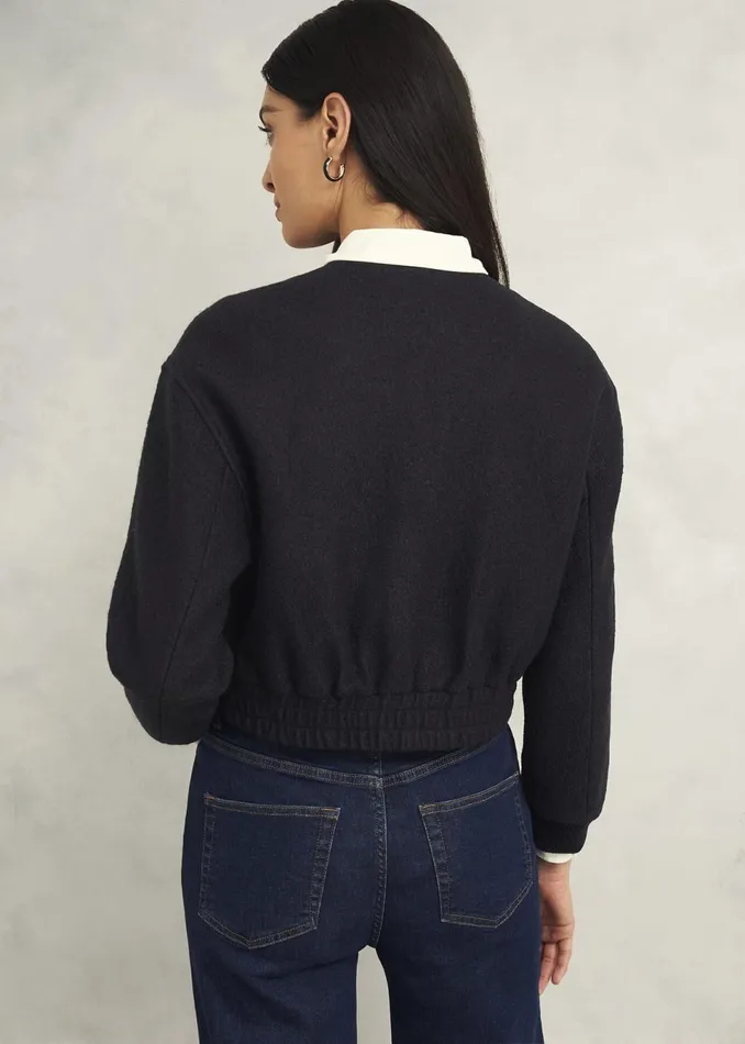 Women Coats and Jackets Hobbs Elsham Bomber Jacket With Wool Black