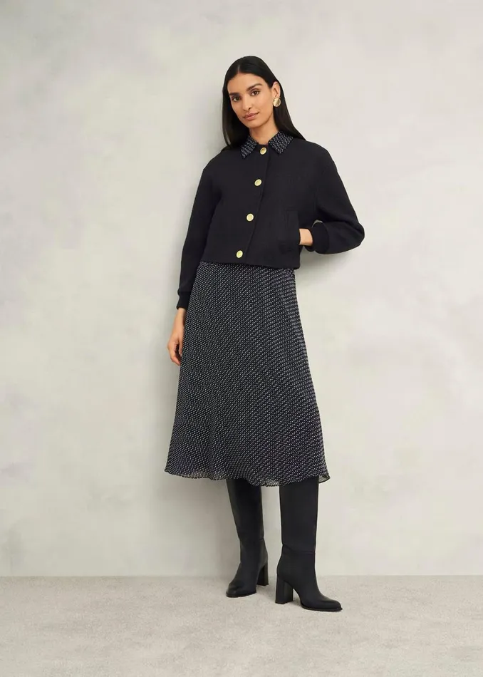Women Coats and Jackets Hobbs Elsham Bomber Jacket With Wool Black