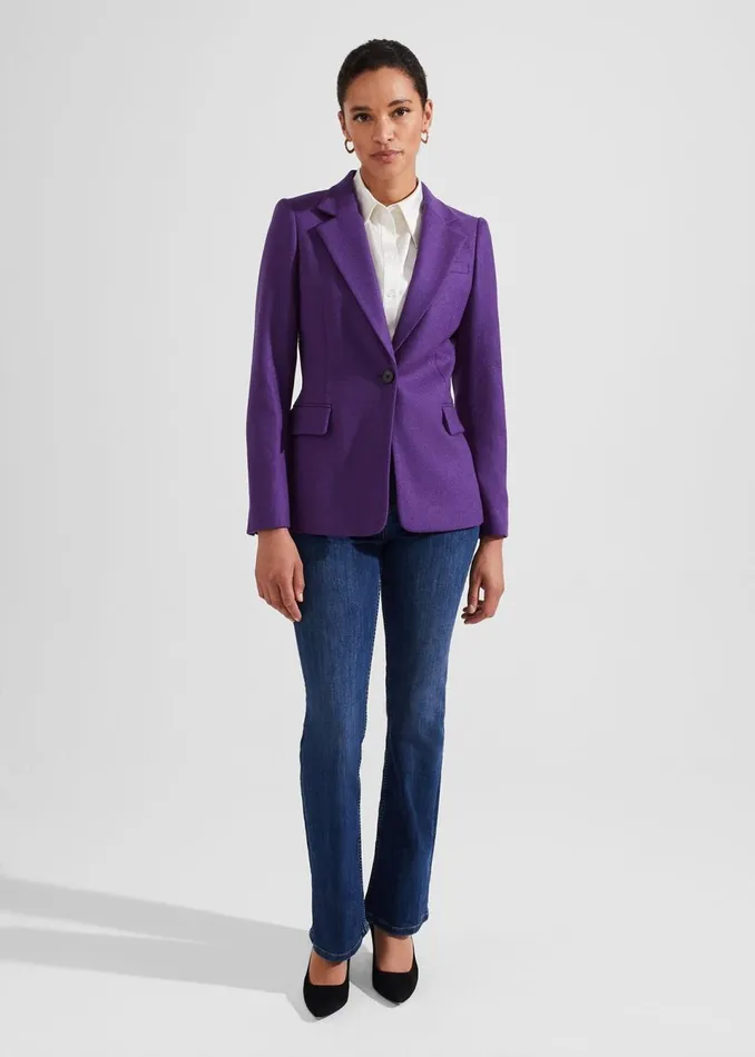 Women Coats and Jackets Hobbs Jess Wool Jacket Indigo Purple