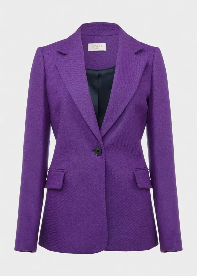 Women Coats and Jackets Hobbs Jess Wool Jacket Indigo Purple