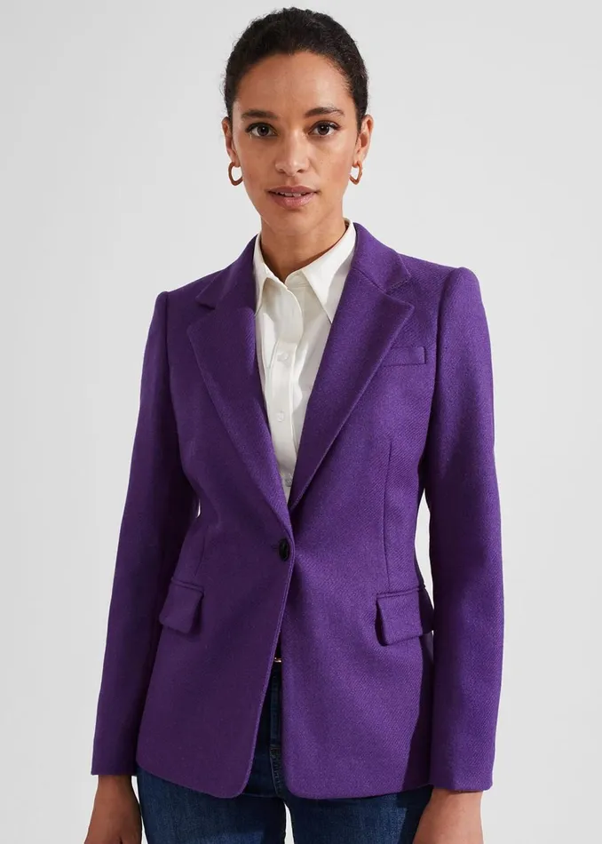 Women Coats and Jackets Hobbs Jess Wool Jacket Indigo Purple