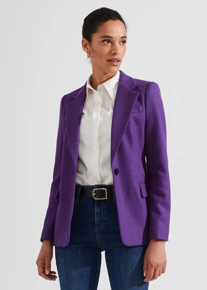 Women Coats and Jackets Hobbs Jess Wool Jacket Indigo Purple