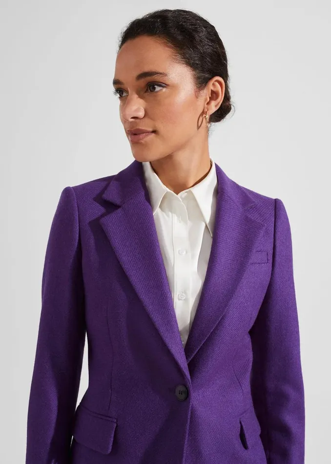 Women Coats and Jackets Hobbs Jess Wool Jacket Indigo Purple