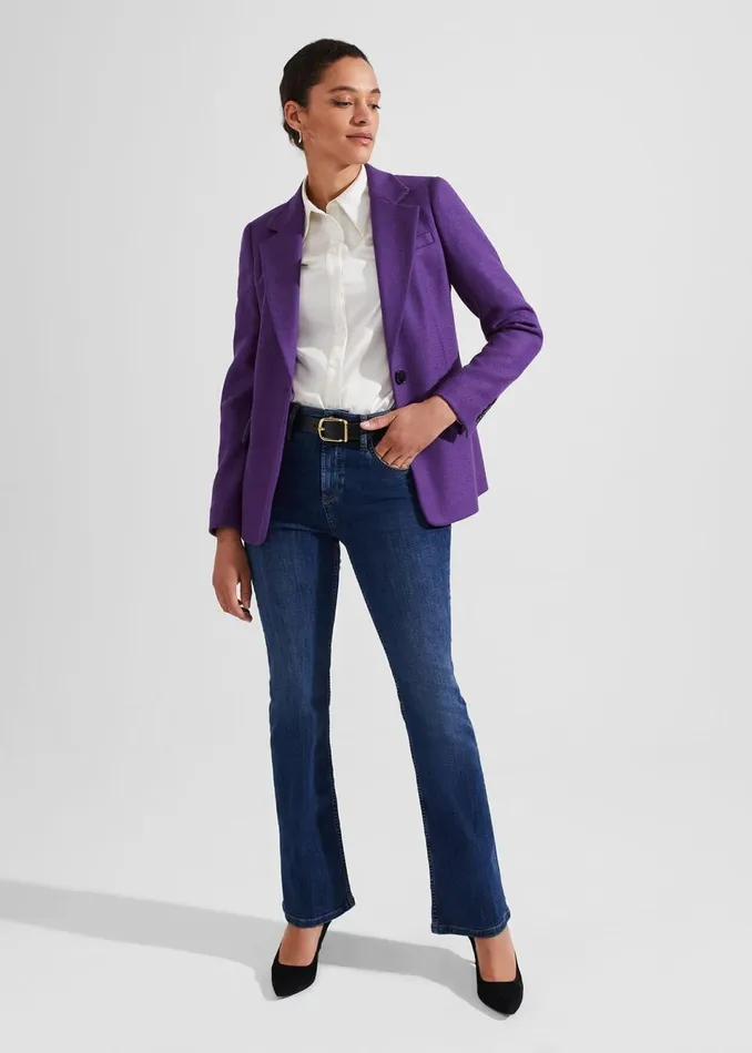 Women Coats and Jackets Hobbs Jess Wool Jacket Indigo Purple