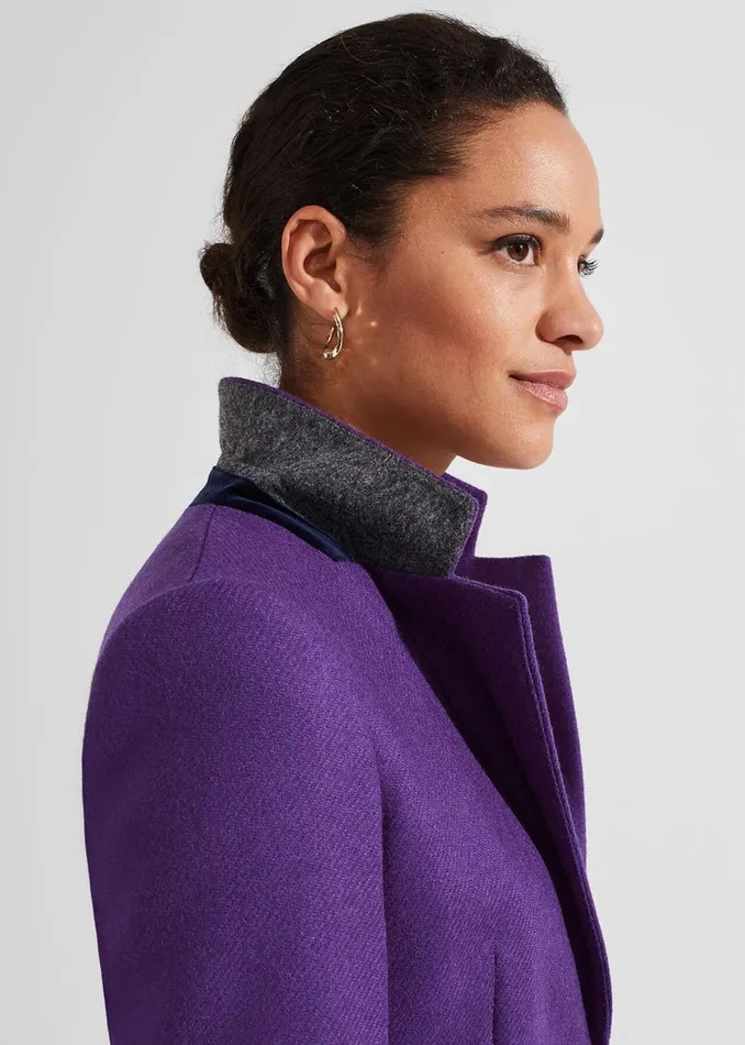 Women Coats and Jackets Hobbs Jess Wool Jacket Indigo Purple