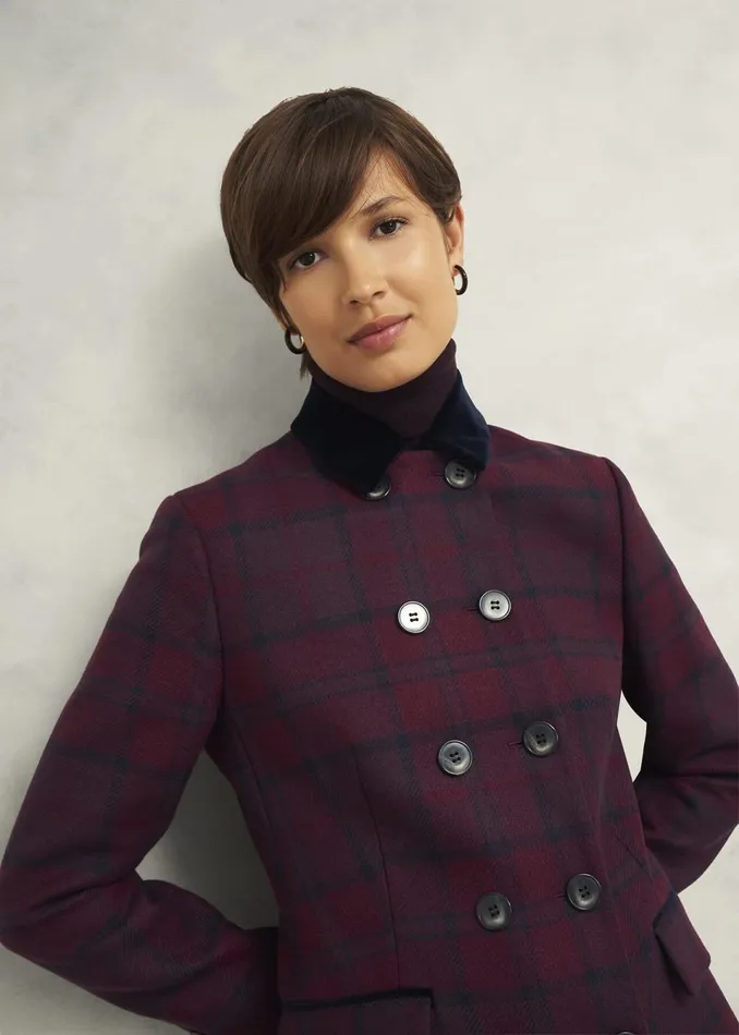 Women Coats and Jackets Hobbs Petite Patricia Wool Blend Coat Pink Multi