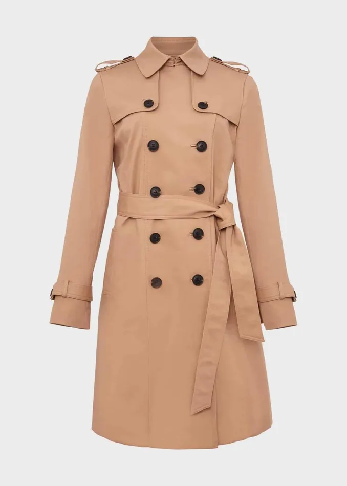 Women Coats and Jackets Hobbs Petite Saskia Shower Resistant Trench Coat Tan