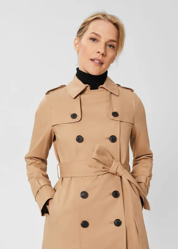 Women Coats and Jackets Hobbs Petite Saskia Shower Resistant Trench Coat Tan
