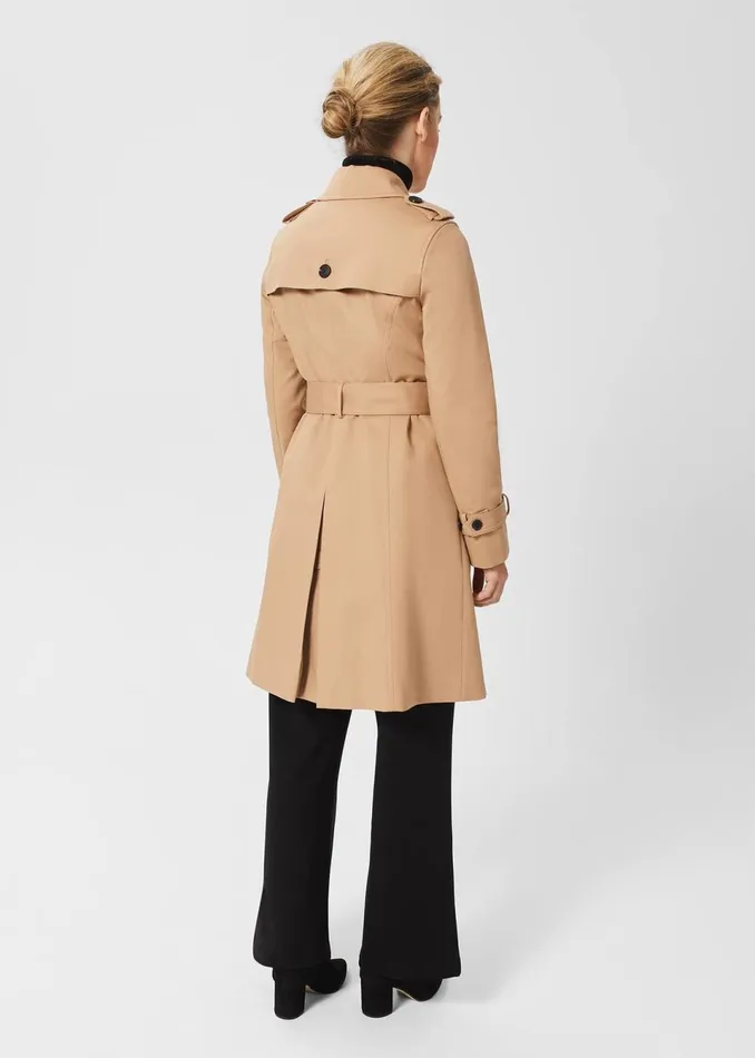 Women Coats and Jackets Hobbs Petite Saskia Shower Resistant Trench Coat Tan