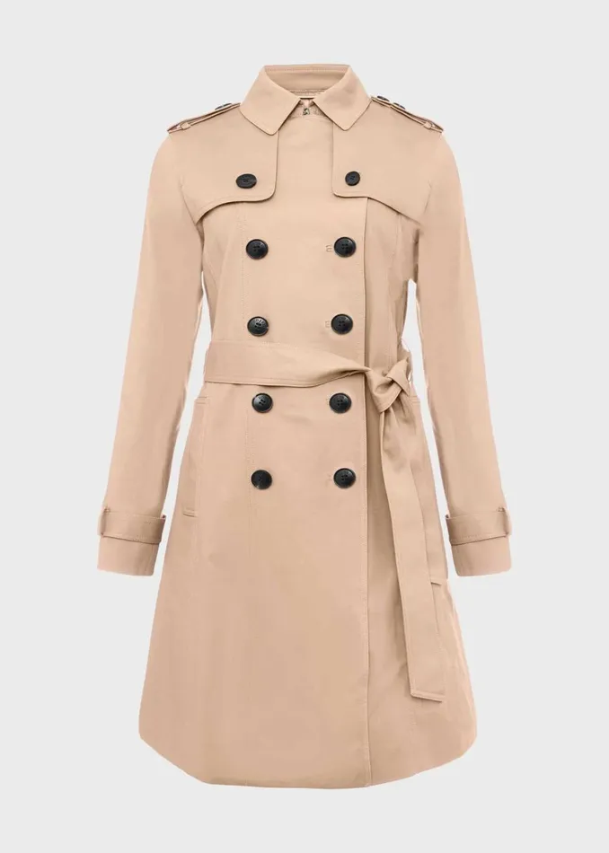 Women Coats and Jackets Hobbs Petite Saskia Water Resistant Trench Coat Tan