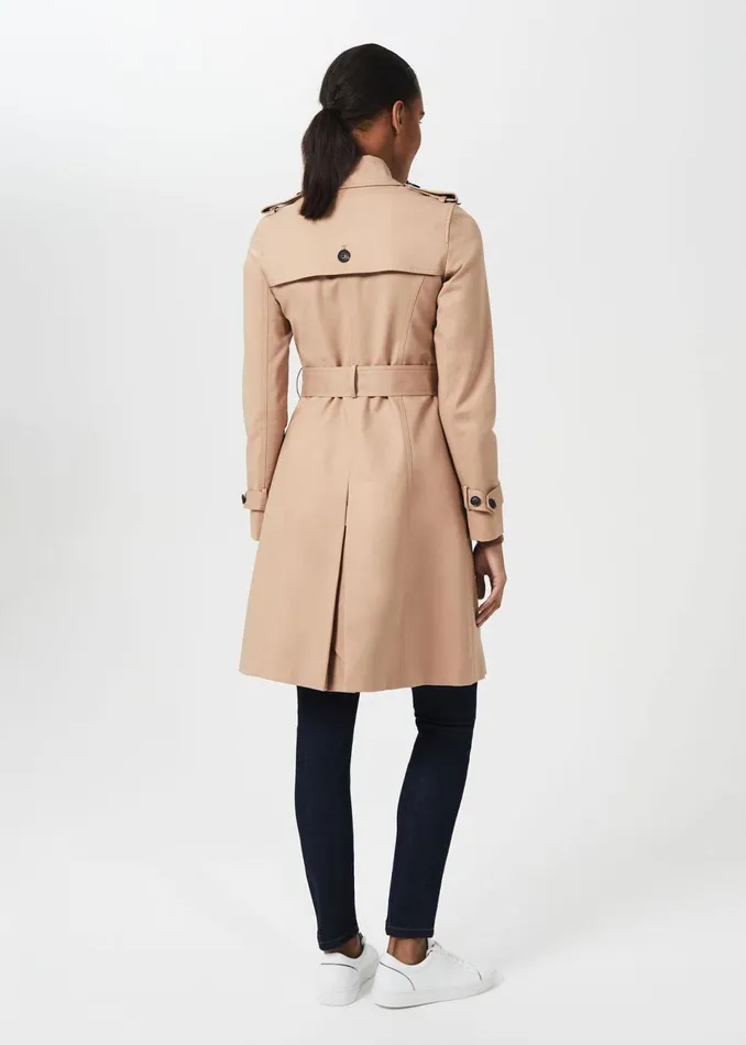 Women Coats and Jackets Hobbs Petite Saskia Water Resistant Trench Coat Tan
