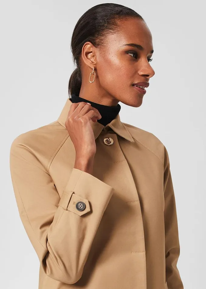 Women Coats and Jackets Hobbs Vivienne Shower Resistant Trench Coat Fawn Beige