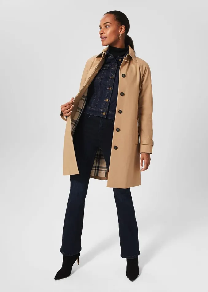 Women Coats and Jackets Hobbs Vivienne Shower Resistant Trench Coat Fawn Beige