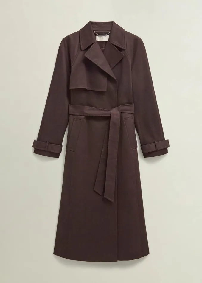 Women Coats and Jackets Hobbs Willow Cotton Trench Chocolate