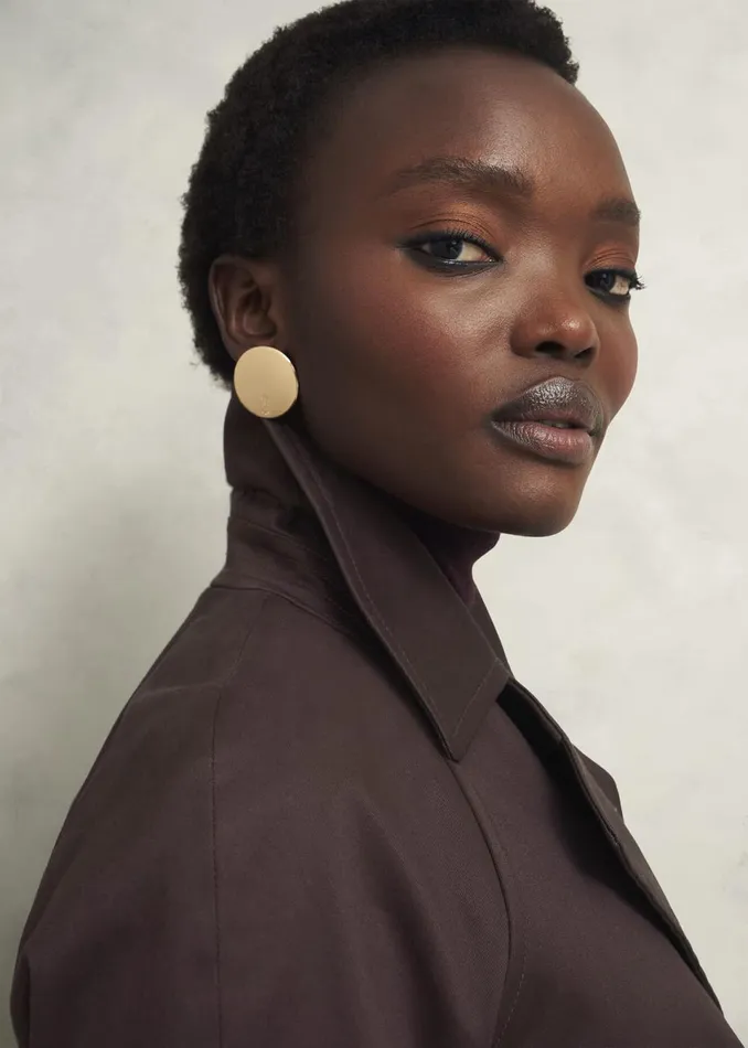 Women Coats and Jackets Hobbs Willow Cotton Trench Chocolate