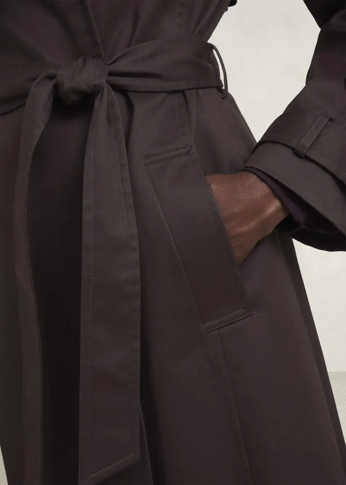 Women Coats and Jackets Hobbs Willow Cotton Trench Chocolate