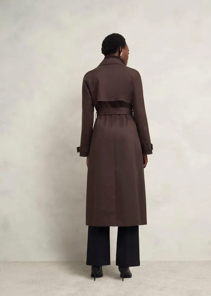 Women Coats and Jackets Hobbs Willow Cotton Trench Chocolate
